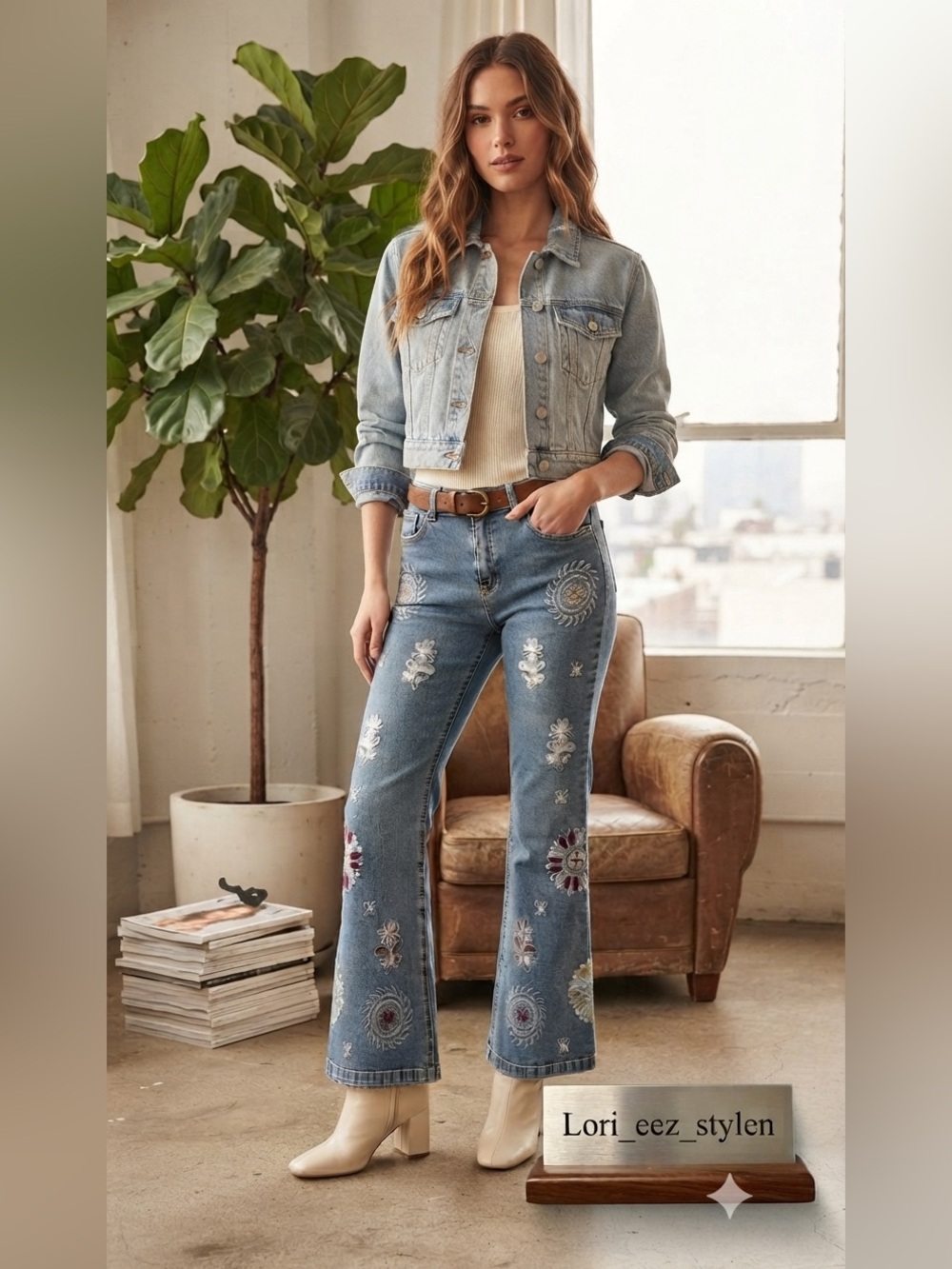 Y2K Vintage 725 Embroidered Blue Denim Flare Jeans